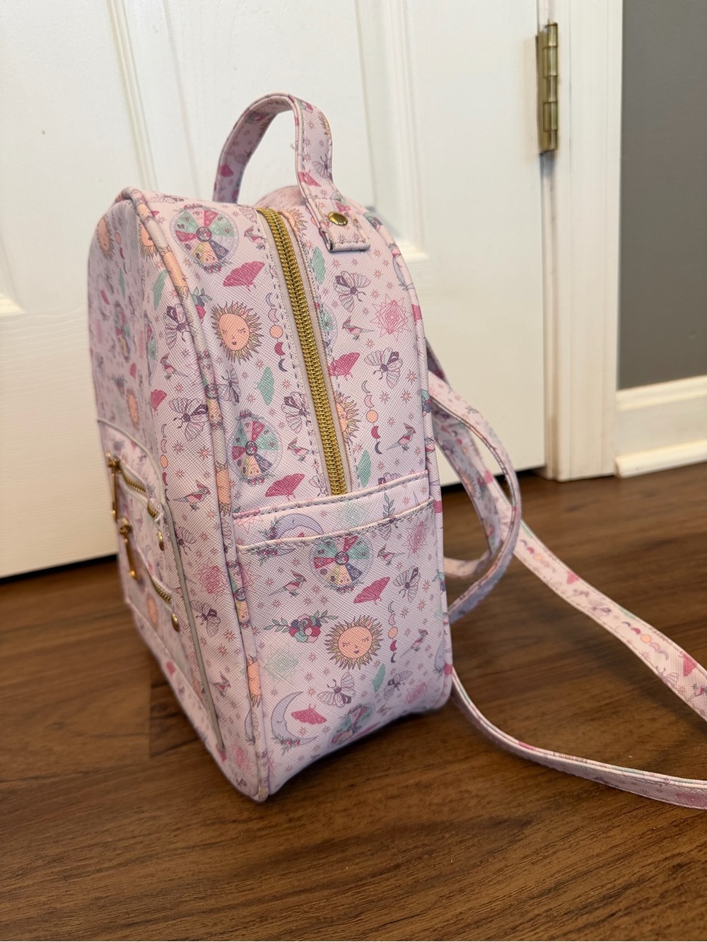 Under One Sky Pink Celestial Mini Backpack with Gold Hardware - Picture 3 of 5